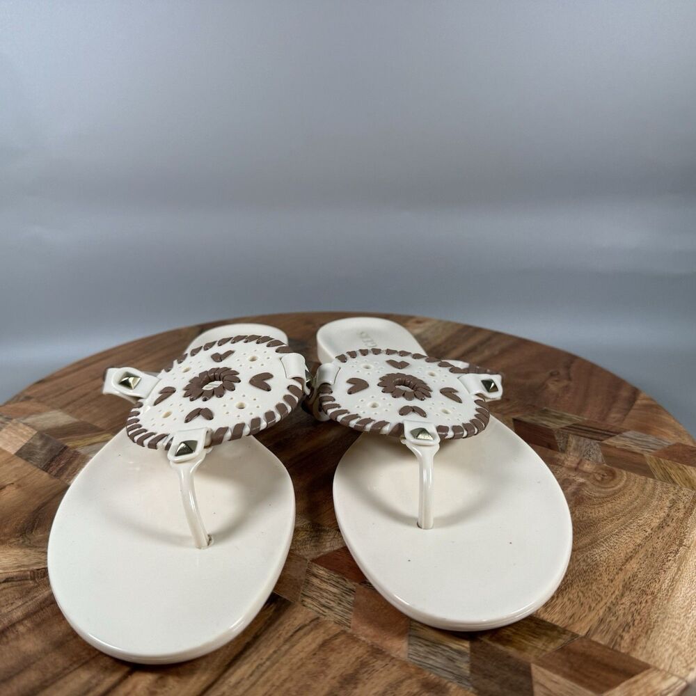 Jack Rogers Georgica Jelly Flip Flop Thong Sandals Womens‎ Sz 7 White - Picture 2 of 6